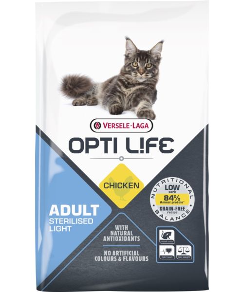 VERSELE-LAGA Opti Life Cat Sterlised/Light Chicken 7.5 kg dla kotów sterylizowanych