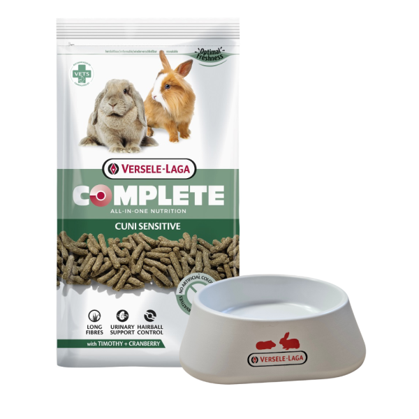 VERSELE-LAGA Ekstrudat dla królika miniaturowego Cuni Sensitive Complete 1.75kg + Miska plastikowa dla gryzoni GRATIS