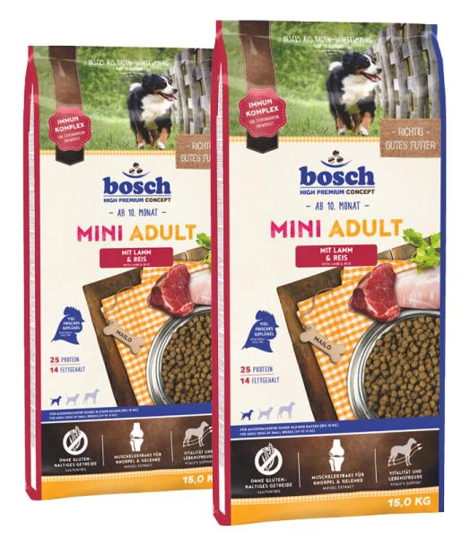 BOSCH Mini Adult jagnięcina i ryż 30 kg (2 x 15 kg)