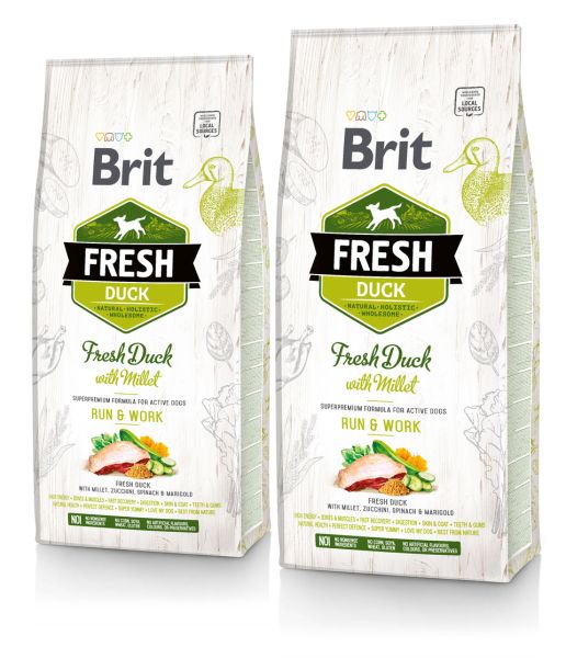 BRIT Fresh duck with millet active run &amp; work 24 kg (2 x 12 kg)