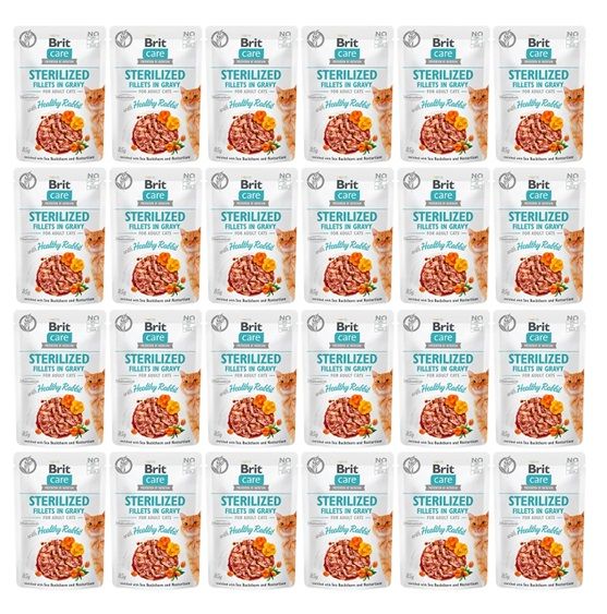 BRIT CARE Fillets in Gravy Pouch Sterilized Tender Turkey 24x85g z indykiem dla kotów sterylizowanych