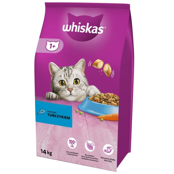 WHISKAS Adult 14kg sucha karma dla kotów z tuńczykiem i warzywami