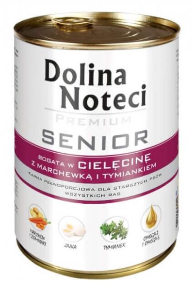 DOLINA NOTECI Premium Senior Bogata W Cielęcinę Z Marchewką I Tymiankiem 400g