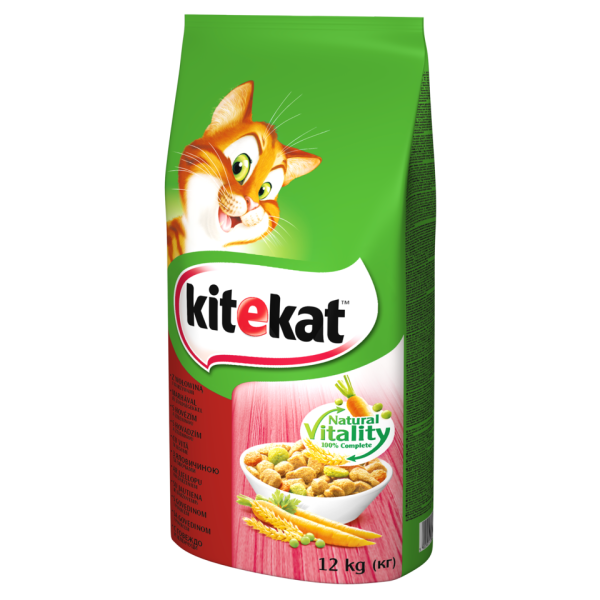 KITEKAT sucha karma dla kota z wołowiną i warzywami 12kg
