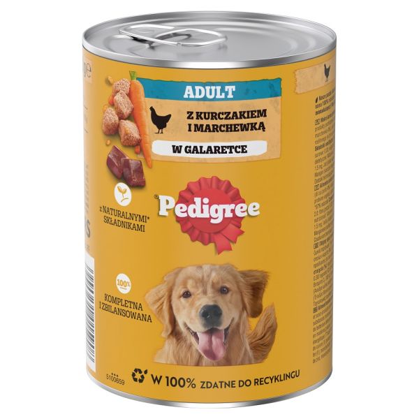 PEDIGREE Adult puszka 400g mokra karma pełnoporcjowa dla dorosłych psów z kurczakiem i marchewką w galaretce