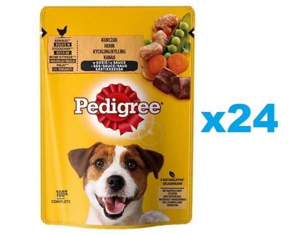 PEDIGREE Adult saszetka 24x100g mokra karma dla dorosłych psów kawałki kurczaka i warzywa w sosie