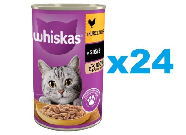 WHISKAS Adult 24x400 g mokra karma pełnoporcjowa dla dorosłych kotów z kurczakiem w sosie