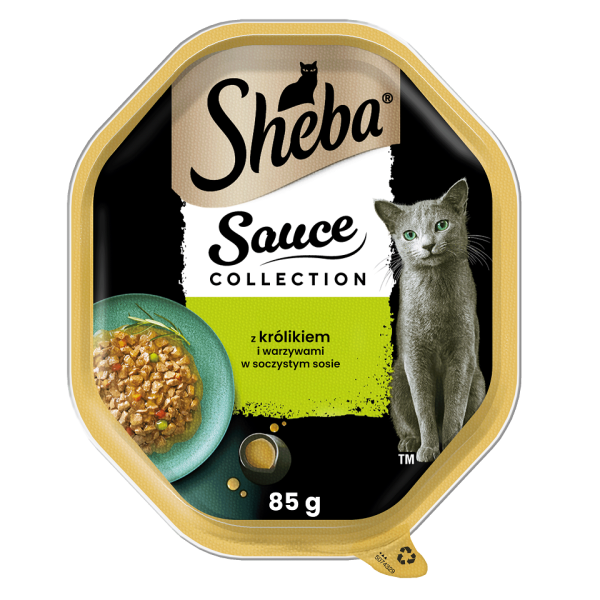 SHEBA Sauce Collection tacka 85 g mokra karma pełnoporcjowa dla dorosłych kotów kawałki z królikiem i warzywami w sosie