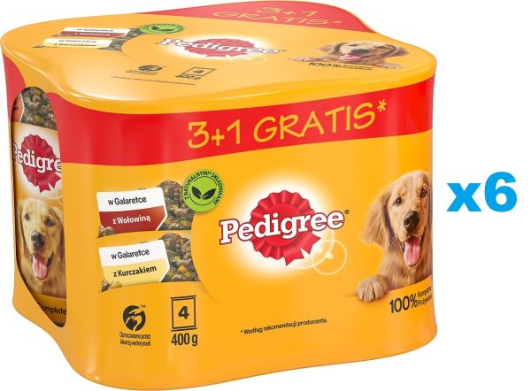 PEDIGREE Adult 24x400 g mokra pełnoporcjowa karma dla dorosłych psów w galaretce z kurczakiem i wołowiną