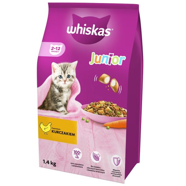 WHISKAS Junior 1,4 kg  sucha karma pełnoporcjowa dla kociąt  z pysznym kurczakiem