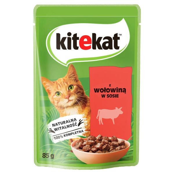 KITEKAT Wołowina w sosie 85 g dla dorosłych kotów