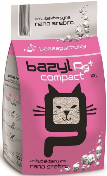 BAZYL Ag+ Compact 10L żwirek bentonitowy z jonami srebra bezzapachowy