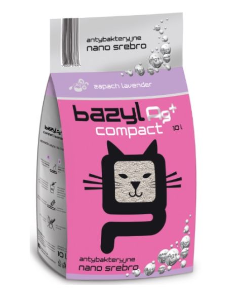 BAZYL Ag+ Compact Lavender 10L żwirek bentonitowy z jonami srebra o zapachu lawendy