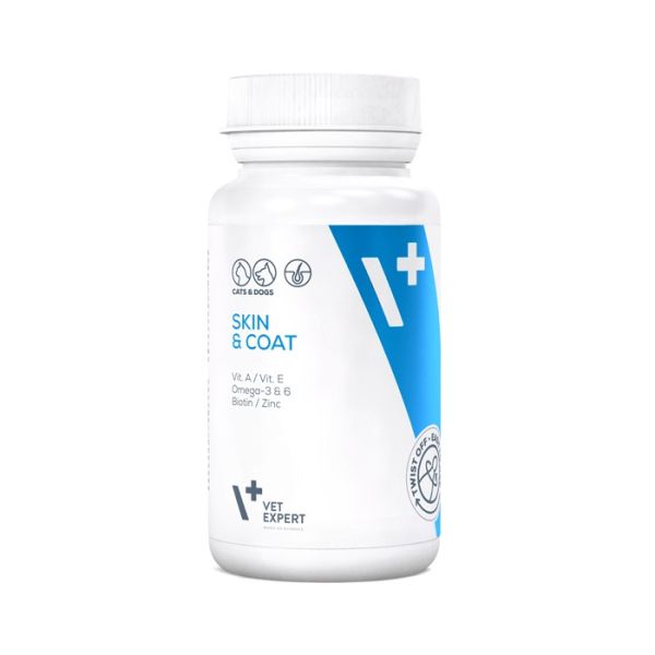 VET EXPERT Skin&amp;Coat Skóra i Sierść Suplement diety dla psa i kota 30 kapsułek