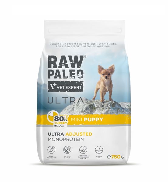 RAW PALEO Ultra Turkey Mini Puppy 750g dla szczeniąt ras małych indyk