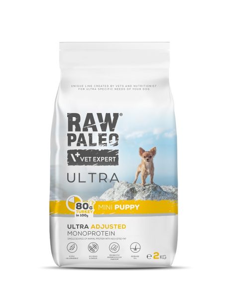 RAW PALEO Ultra Turkey Mini Puppy 2kg dla szczeniąt ras małych indyk