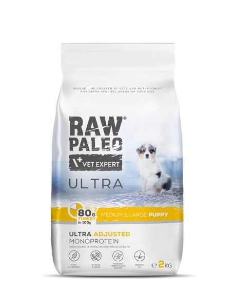 RAW PALEO Ultra Turkey Medium&amp;Large Puppy 750g dla szczeniąt ras średnich i dużych indyk