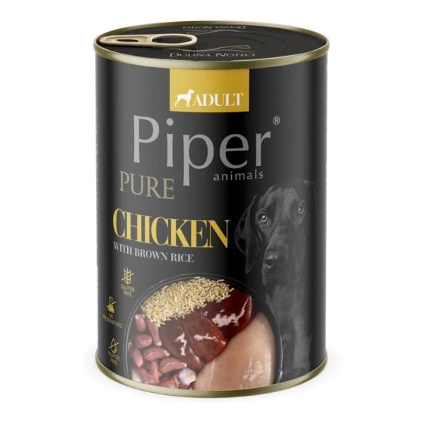 PIPER Pure kurczak z ryżem brązowym 400g mokra karma dla psów