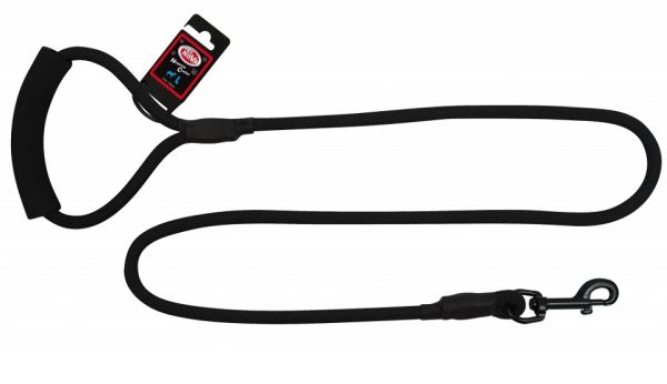 PET NOVA Smycz nylonowa z uchwytem sznur 120 cm / 1 cm czarna