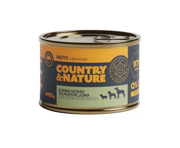 COUNTRY&amp;NATURE Bezzbożowa mokra karma indyk z brokułami 410 g