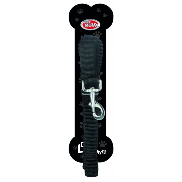 PET NOVA Smycz rozciągliwa BUNGEE czarna 2,5cm 120-180 cm