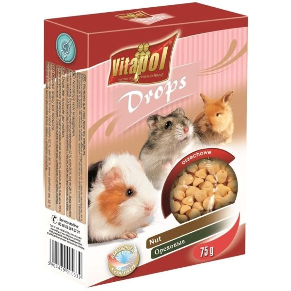 VITAPOL Dropsy dla gryzoni orzechowe 75 g