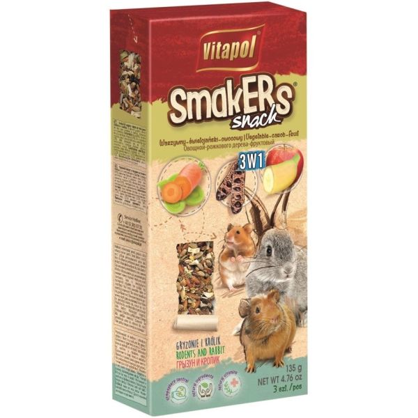 VITAPOL Smakers 3w1 dla gryzoni i królika (warzywny/świętojański/ owocowy) 3 szt