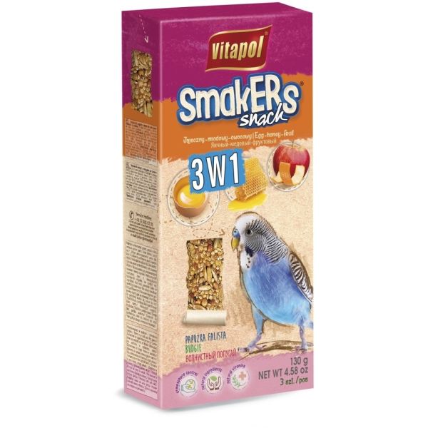 VITAPOL Smakers 3w1 dla papużki falistej 130g
