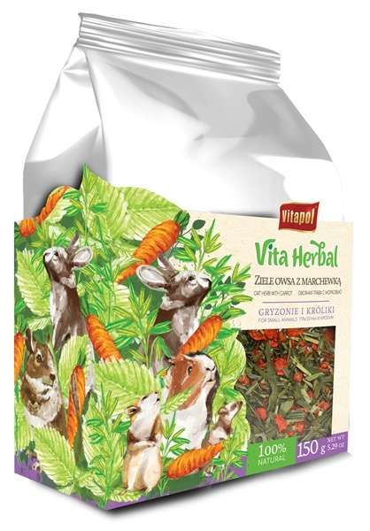 VITAPOL Vita Herbal mieszanka uzupełniająca dla gryzoni i królika Ziele owsa z marchewką 150 g