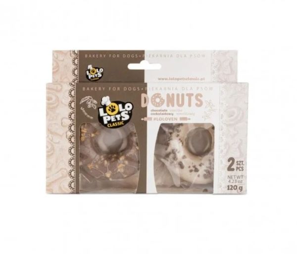 LOLO PETS Przysmak donuts o smaku waniliowym i czekoladowo-orzechowym dla psa 2 szt. 120 g
