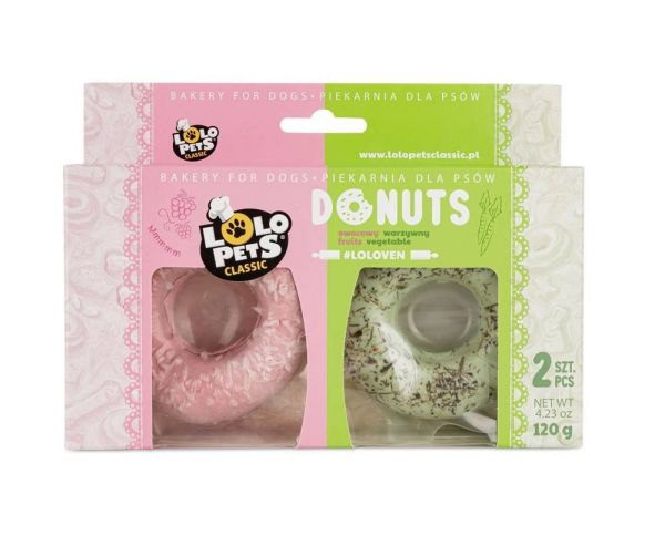 LOLO PETS Przysmak donuts o smaku owocowym i warzywnym dla psa 2 szt 120 g