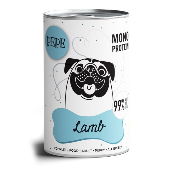 PAKA ZWIERZAKA PEPE Lamb 99% (jagnięcina) 400 g monoproteinowa karma