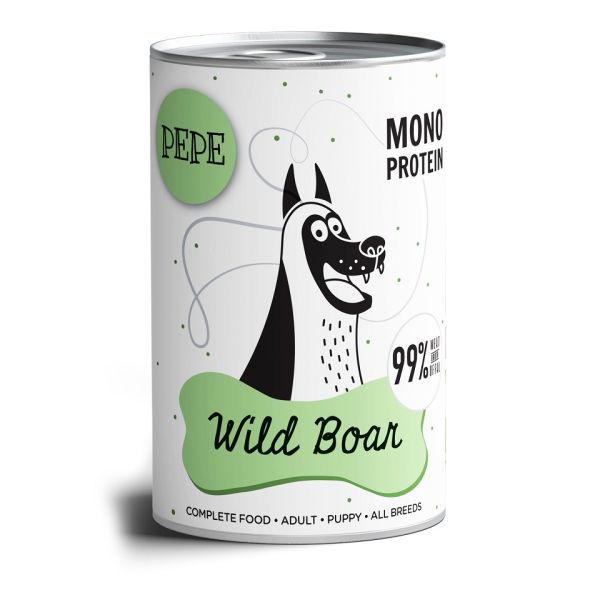PAKA ZWIERZAKA PEPE Wild Boar 99% (dziczyzna) 800 g monoproteinowa karma