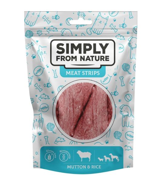 SIMPLY FROM NATURE Meat Strips Mięsne paski z baraniną i ryżem dla psów 80 g