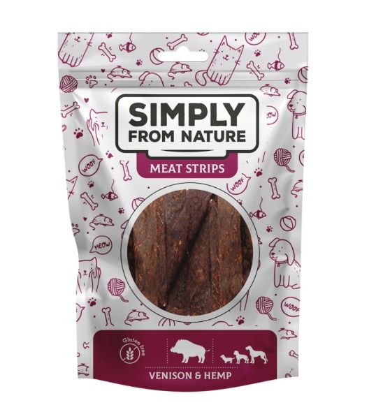 SIMPLY FROM NATURE Meat Strips Mięsne paski z dziczyzną i konopiami dla psów 80 g