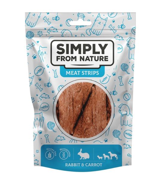 SIMPLY FROM NATURE Meat Strips Mięsne paski z królikiem i marchewką dla psów 80 g