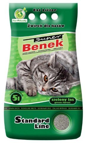 BENEK Super standard Żwirek bentonitowy zielony las 5 l + 0,1 kg