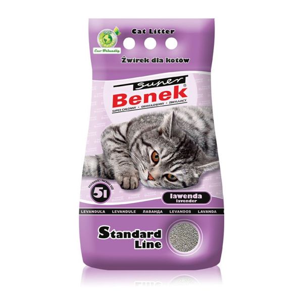 BENEK Super standard Żwirek bentonitowy lawendowy 5 l