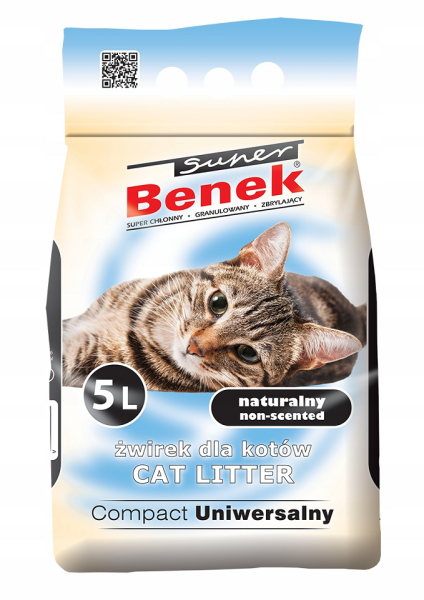 BENEK Super compact Żwirek bentonitowy uniwersalny 5 l