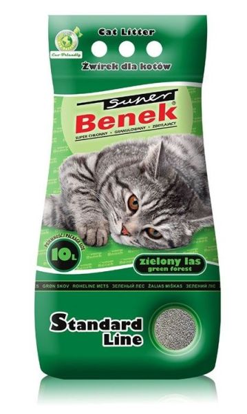 BENEK Super standard Żwirek bentonitowy zielony las 10 l