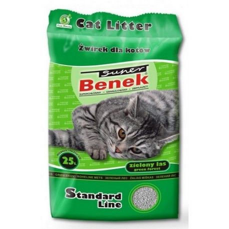 BENEK Super standard Żwirek bentonitowy zielony las 25 l