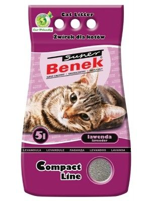 BENEK Super compact Żwirek bentonitowy lawendowy 5 l