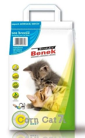 BENEK Super corn cat Żwirek kukurydziany zbrylający morska bryza 25 l