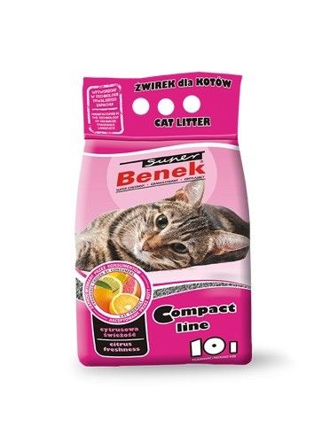 BENEK Super compact Żwirek bentonitowy cytrusowa świeżość 10 l