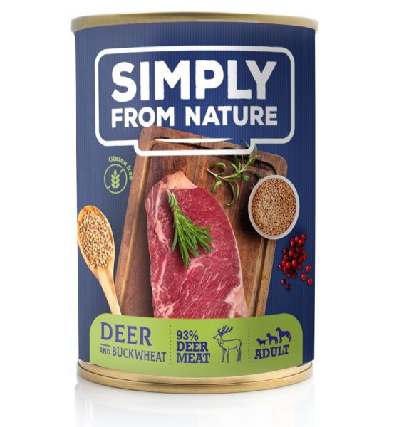 SIMPLY FROM NATURE Mokra karma dla psa Jeleń z kaszą gryczaną 400 g