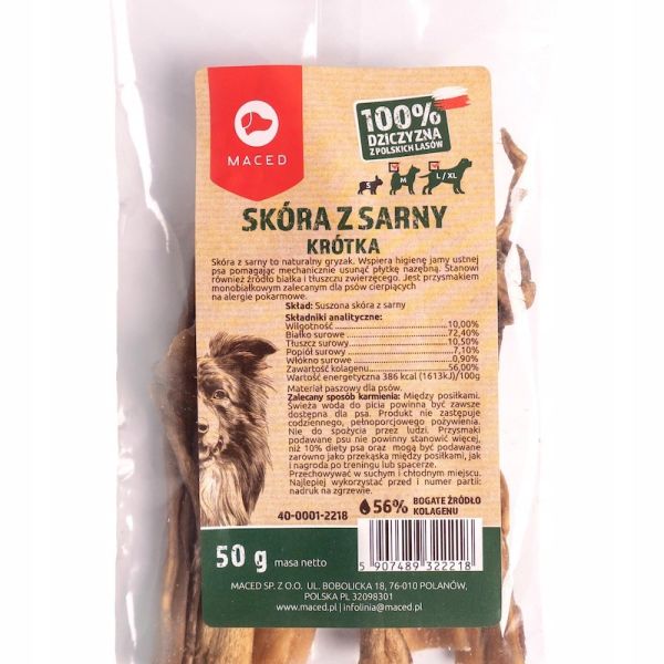 MACED Przysmak dla psa skóra z sarny 6-14 cm 50 g