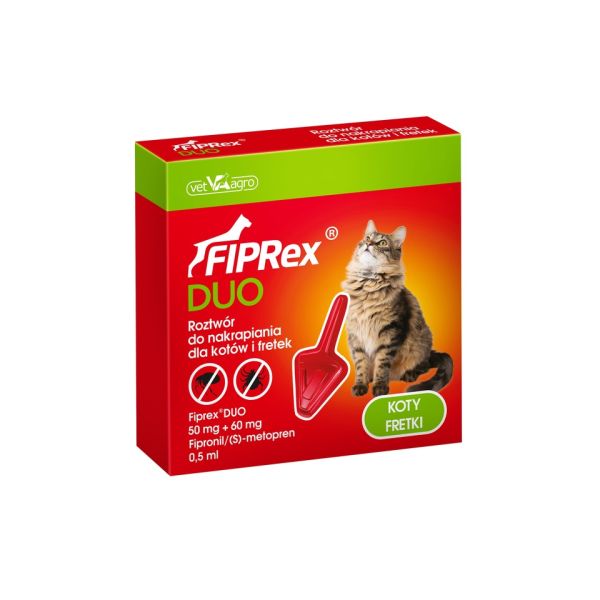 VET-AGRO Fiprex Duo Preparat na kleszcze i pchły dla kotów i fretek