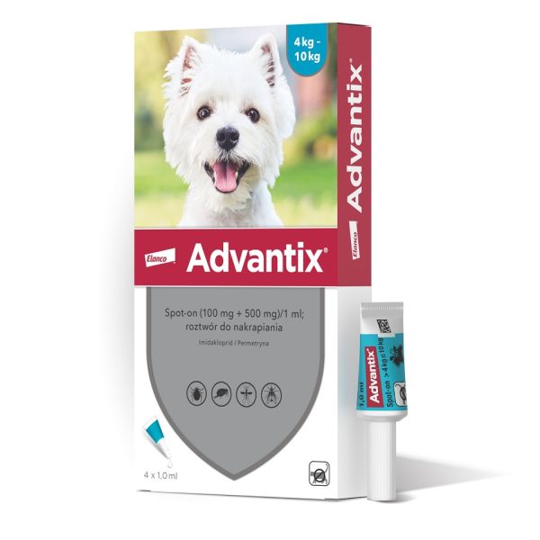 BAYER ADVANTIX Roztwór do nakrapiania dla psów od 4 do 10 kg (4 x 1ml)