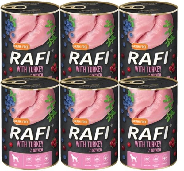 RAFI Turkey z indykiem mokra karma dla psa 6x400 g