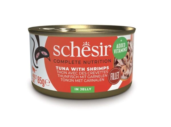 SCHESIR Tuńczyk z krewetkami w galaretce dla kotów 85 g
